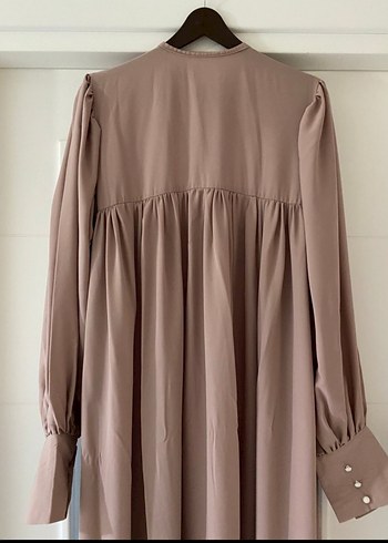 Bej  Uzun Kollu Salaş Elbise - Görsel 3