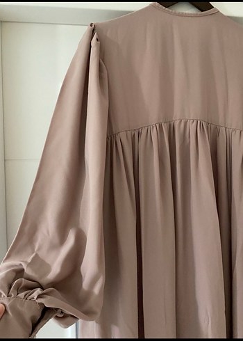 Bej  Uzun Kollu Salaş Elbise - Görsel 5