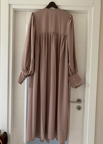Bej  Uzun Kollu Salaş Elbise - Görsel 7