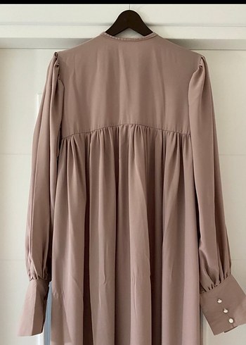 Bej  Uzun Kollu Salaş Elbise - Görsel 6