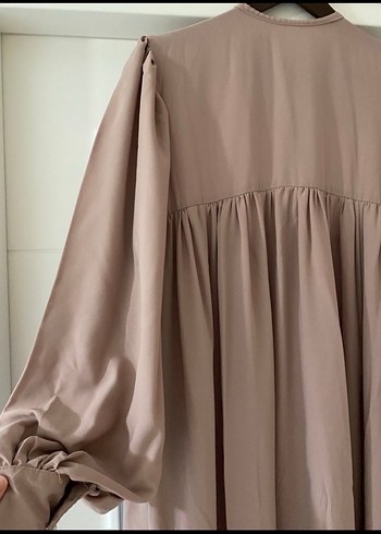 Bej  Uzun Kollu Salaş Elbise - Görsel 8