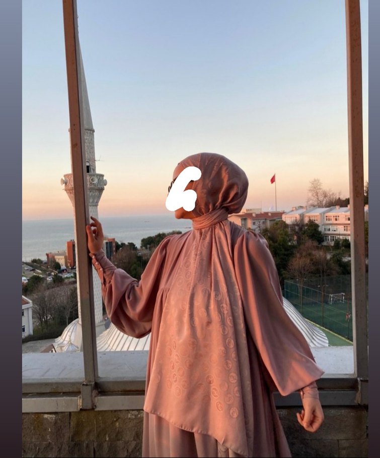 Bej  Uzun Kollu Salaş Elbise - Görsel 2