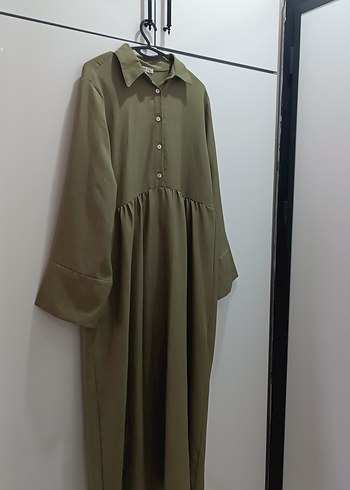 Kadınlar için Rahat Haki Pamuklu Drapeli Wrap - Görsel 2