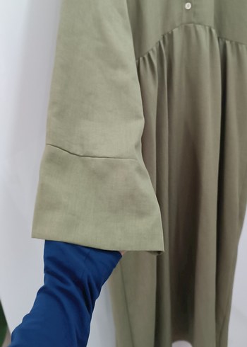 Kadınlar için Rahat Haki Pamuklu Drapeli Wrap - Görsel 3