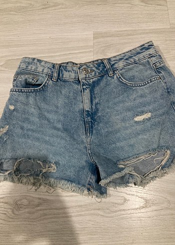 Düğmeli Kadın Kot Şort Mini Loose Fit - Görsel 2