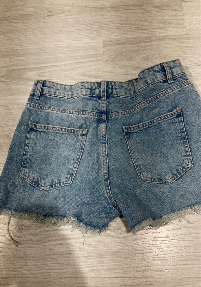 Düğmeli Kadın Kot Şort Mini Loose Fit - Görsel 3