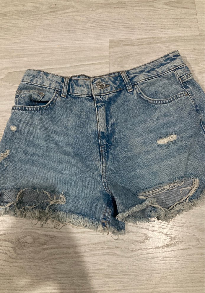 Düğmeli Kadın Kot Şort Mini Loose Fit - Görsel 2