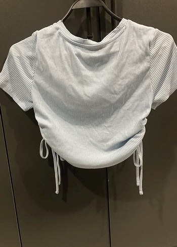 Kız Çocuk Mavi Piliseli Kısa Kollu Tişört - Görsel 3