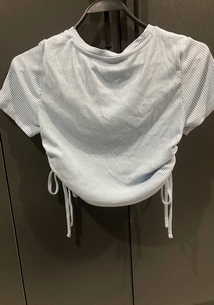 Kız Çocuk Mavi Piliseli Kısa Kollu Tişört - Görsel 3