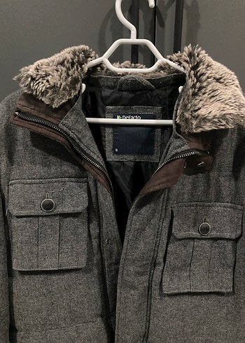 Gri Tüylü Detaylı Erkek Kaban - Görsel 2