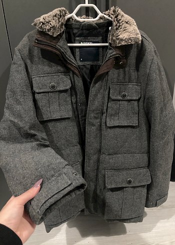 Gri Tüylü Detaylı Erkek Kaban - Görsel 3