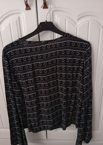 Bohem Siyah Desenli V Yaka Kadın Bluz - Görsel 2