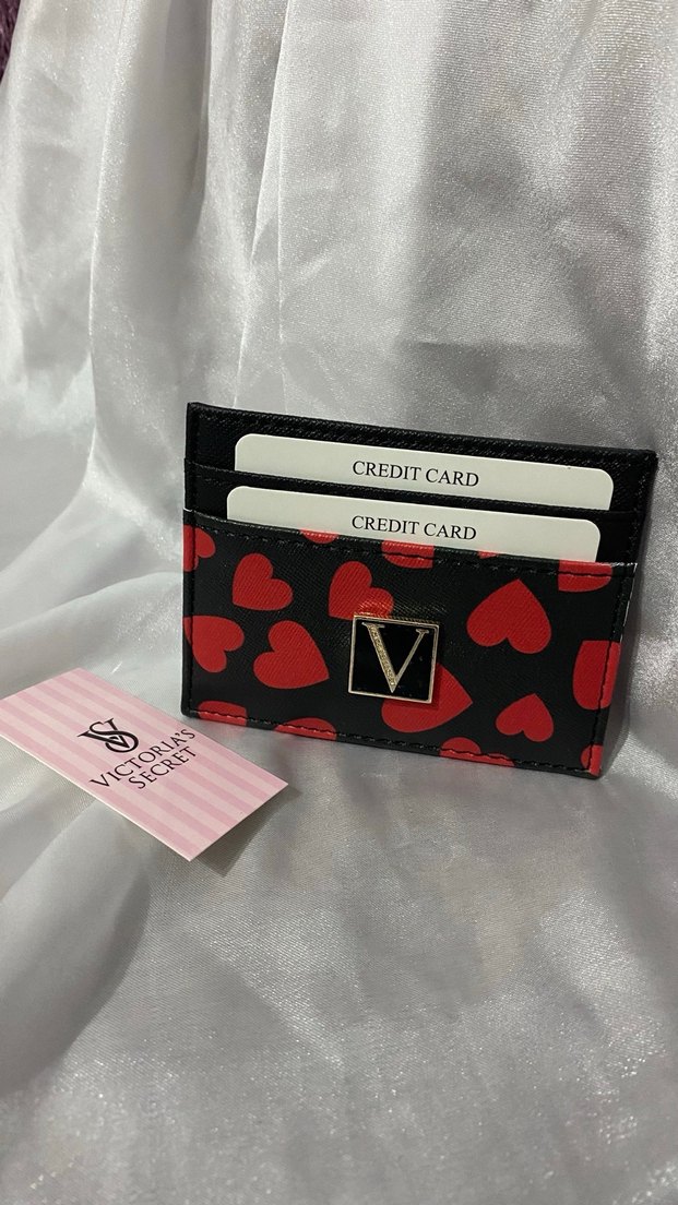 Kırmızı Kalp Desenli Deri Kadın Cüzdan - Görsel 2