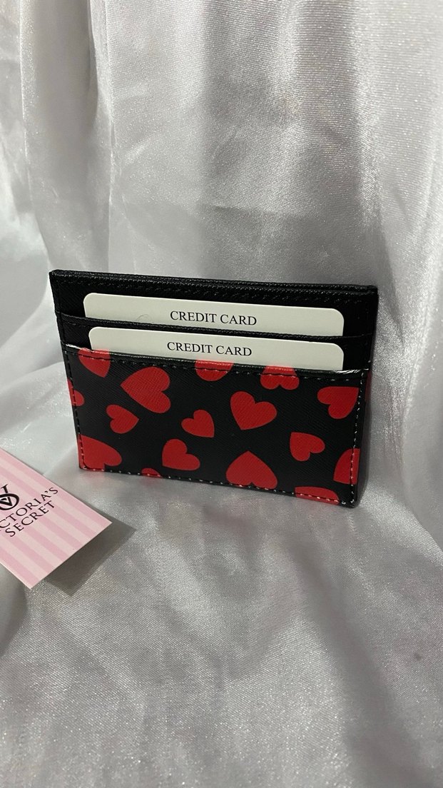 Kırmızı Kalp Desenli Deri Kadın Cüzdan - Görsel 3
