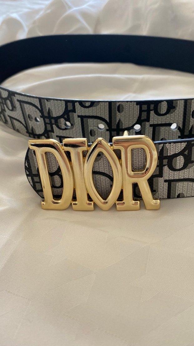 Altın Tokalı Siyah Deri Dior Kadın Kemer - Görsel 2