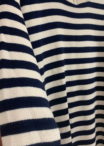 Çizgili Yarım Fermuarlı Kadın Triko - Görsel 3