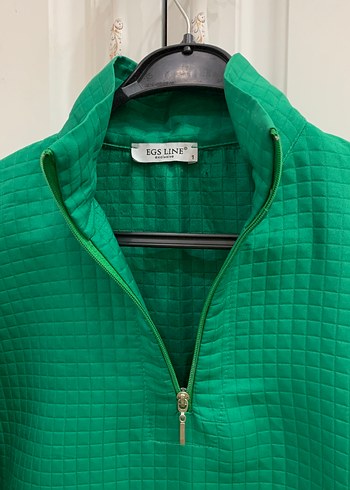 Yeşil Yarım Fermuarlı Kadın Sweatshirt - Görsel 3