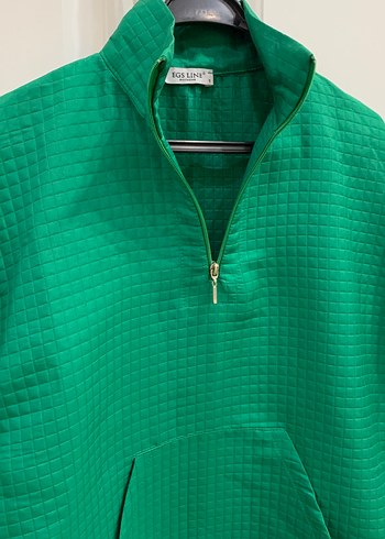 Yeşil Yarım Fermuarlı Kadın Sweatshirt - Görsel 2