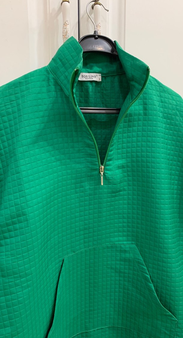 Yeşil Yarım Fermuarlı Kadın Sweatshirt - Görsel 2