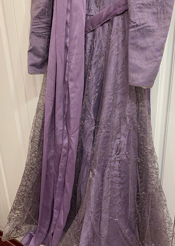 Mor Drapeli Uzun Kadın Gelinlik - Görsel 3