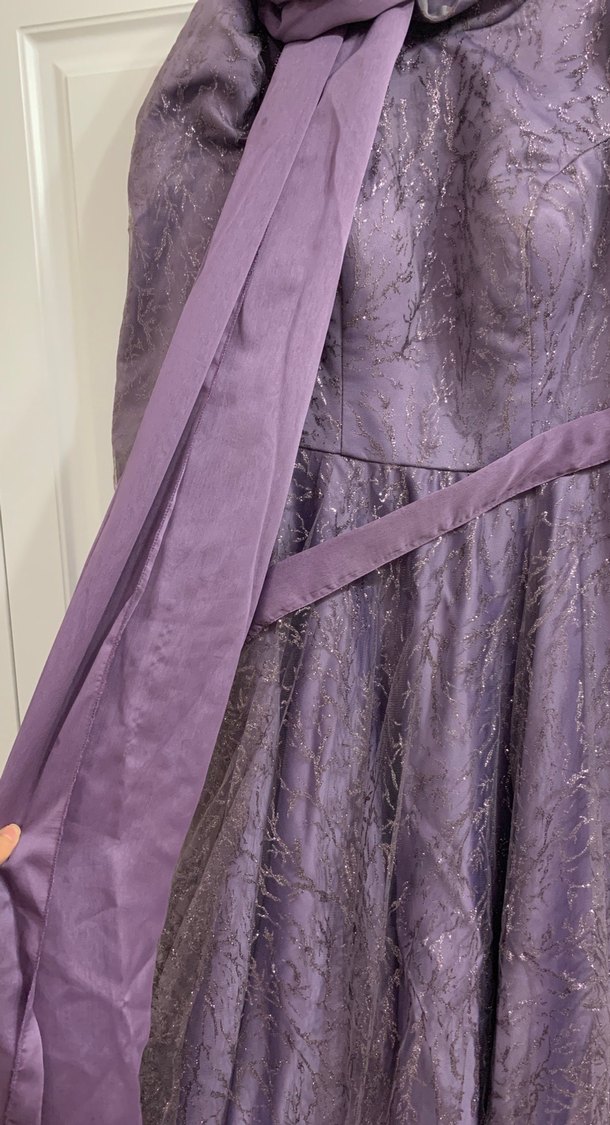 Mor Drapeli Uzun Kadın Gelinlik - Görsel 4