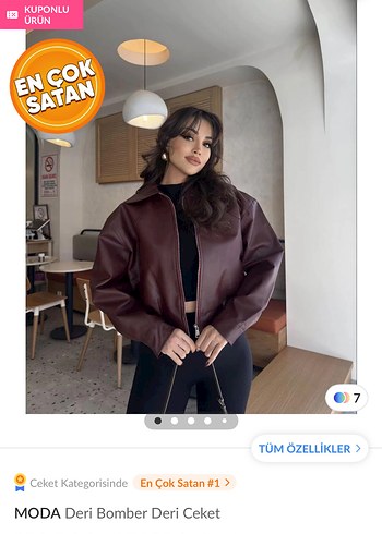 Trendyol & Milla Modaya Uygun Kahverengi Deri Bomber Ceket