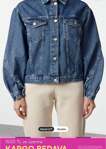 s Beden Kadın Mavi Denim Gömlek Ceket