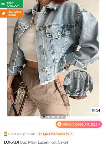 Buz Mavi Lazerli Mini Kot Ceket