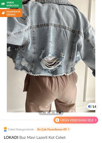 Trendyol & Milla Buz Mavi Lazerli Mini Kot Ceket