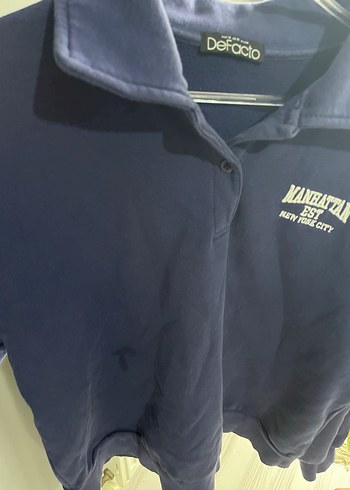 Defacto Lacivert yakalı sweatshirt