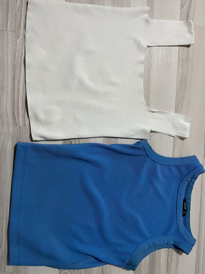 Mavi +beyaz crop atlet - Görsel 2