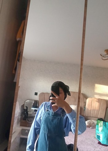 Mavi Denim Midi Salopet Elbise - Görsel 4