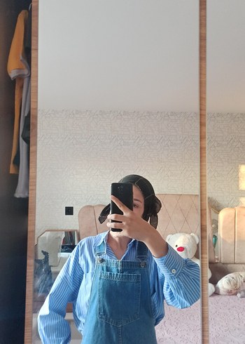 Mavi Denim Midi Salopet Elbise - Görsel 2