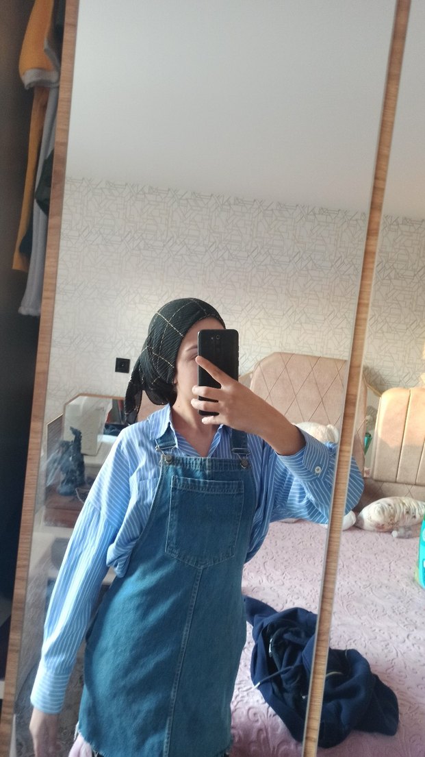 Mavi Denim Midi Salopet Elbise - Görsel 3