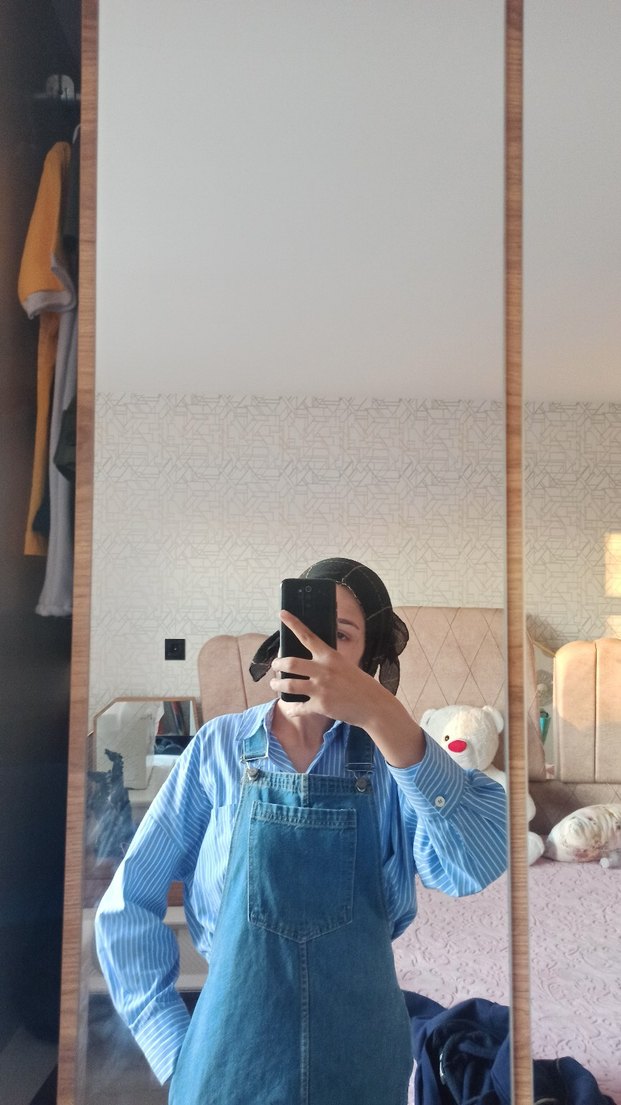 Mavi Denim Midi Salopet Elbise - Görsel 2