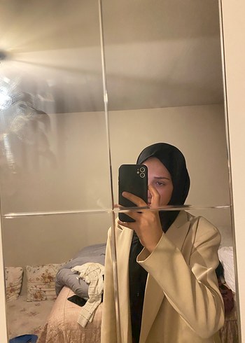 Bej Kadın Düğmeli Midi Blazer Ceket - Görsel 5