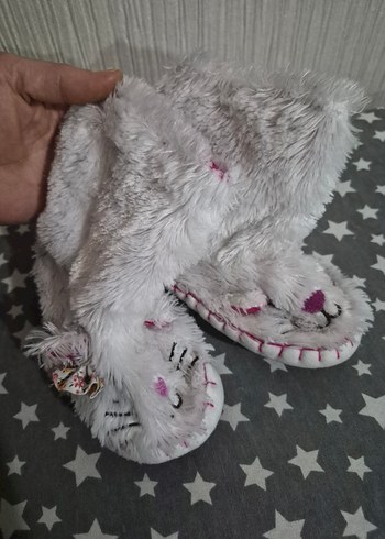 Beyaz Kürklü Bohem Kız Ev Terliği - Görsel 2