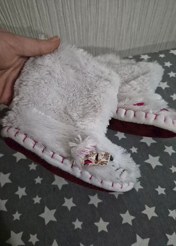 Beyaz Kürklü Bohem Kız Ev Terliği - Görsel 8