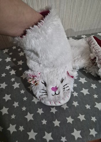 Beyaz Kürklü Bohem Kız Ev Terliği - Görsel 4