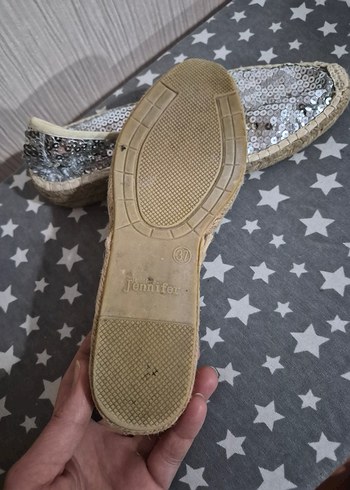 Gri Payetli Kadın Dolgu Topuk Espadril oricinal 36 - Görsel 5