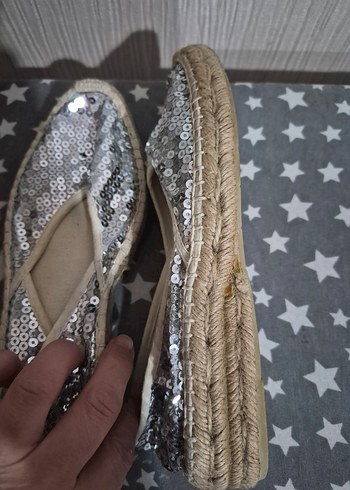 Gri Payetli Kadın Dolgu Topuk Espadril oricinal 36 - Görsel 3