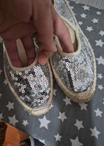 Gri Payetli Kadın Dolgu Topuk Espadril oricinal 36 - Görsel 7