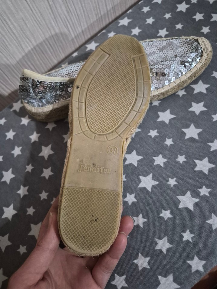 Gri Payetli Kadın Dolgu Topuk Espadril oricinal 36 - Görsel 5