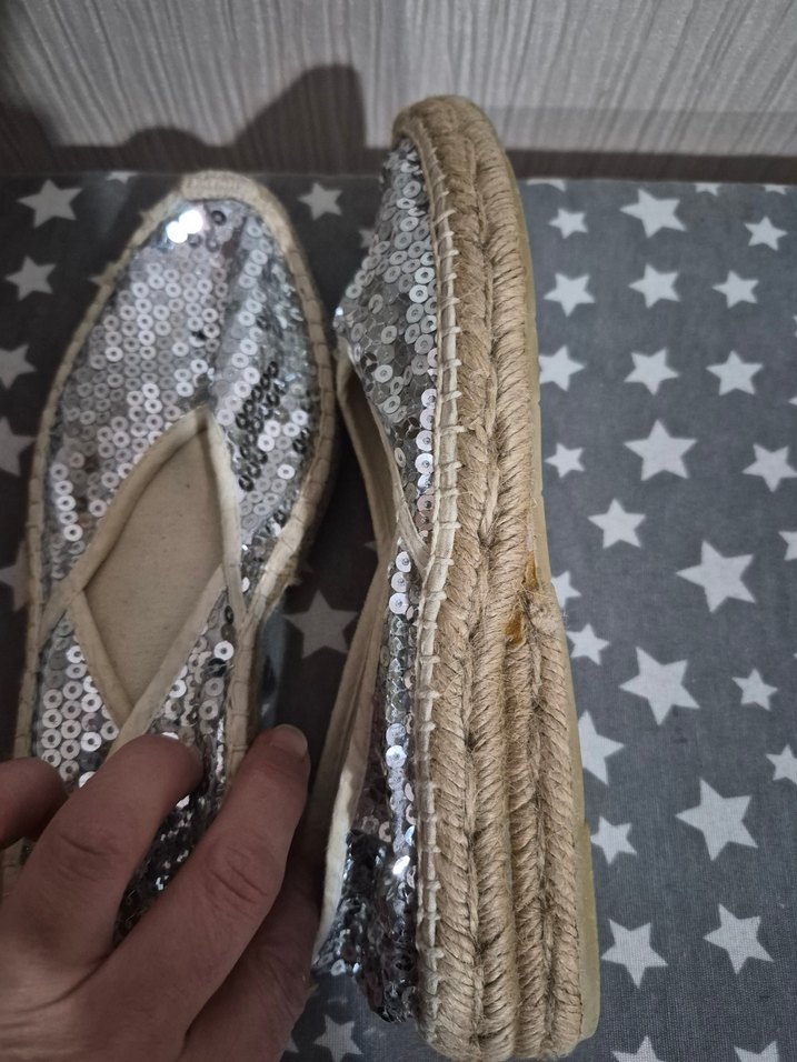 Gri Payetli Kadın Dolgu Topuk Espadril oricinal 36 - Görsel 3