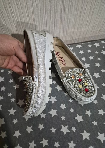 Parlak Taşlı Renkli Dolgu Topuklu  Babet 33. - Görsel 4