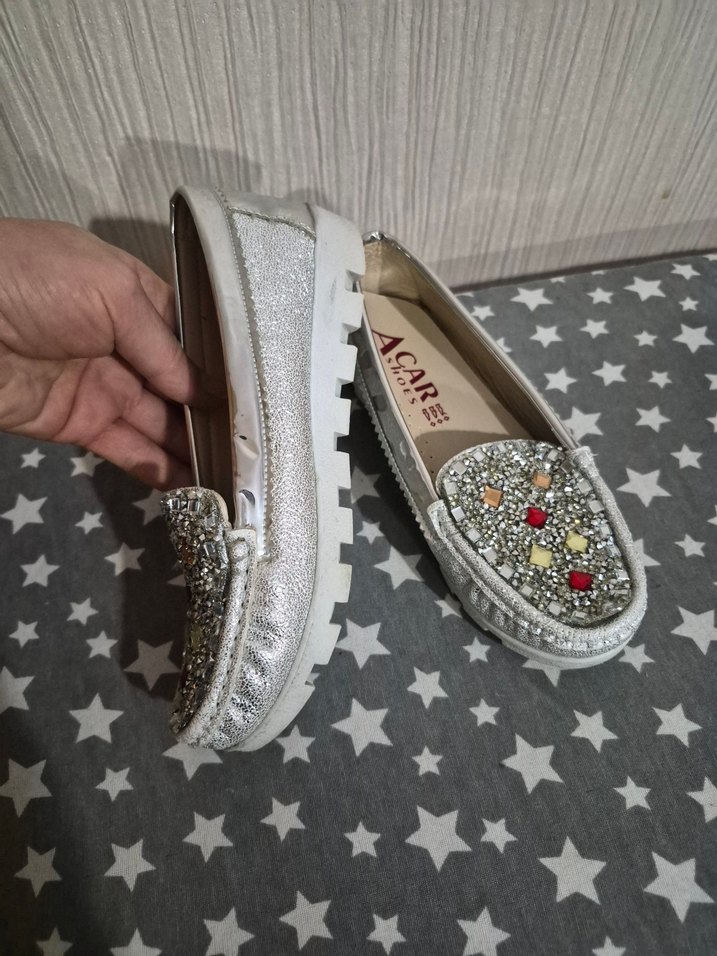 Parlak Taşlı Renkli Dolgu Topuklu  Babet 33. - Görsel 4