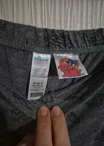 Gri Bağlama Desenli Rahat Kesim Tayt sifir 11 12 yaş - Görsel 2