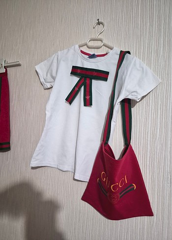 Kız Çocuk Tişörtü etek çanta Seti Gucci  5.6.7 yaş - Görsel 5