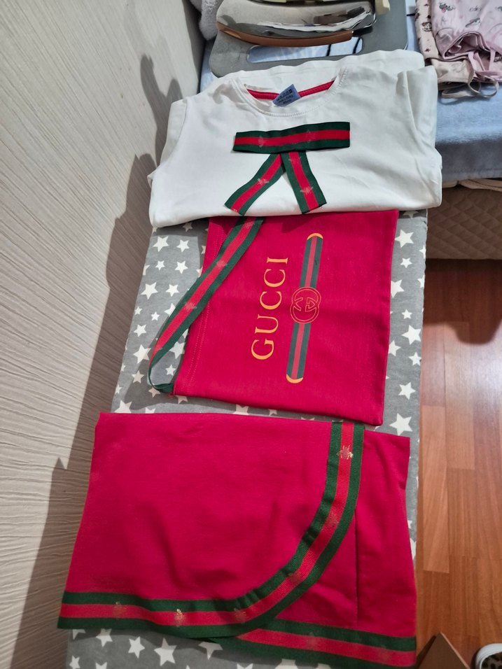 Kız Çocuk Tişörtü etek çanta Seti Gucci  5.6.7 yaş - Görsel 2