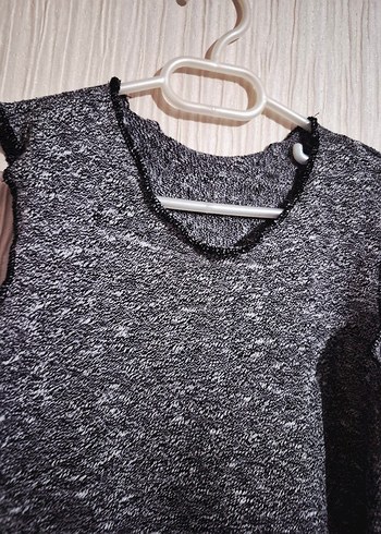 Gri Kolsuz Mini Örgü Kiz Çocuk Atlet 5.6.7 yaş - Görsel 2